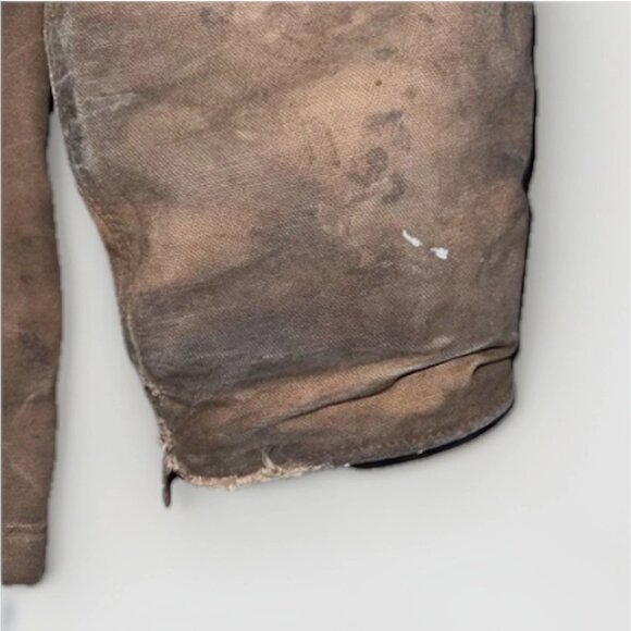 Mens Large Carhartt FR Insulated Bomber Jacket Brown Distressed Thrashed Tan - Picture 13 of 16